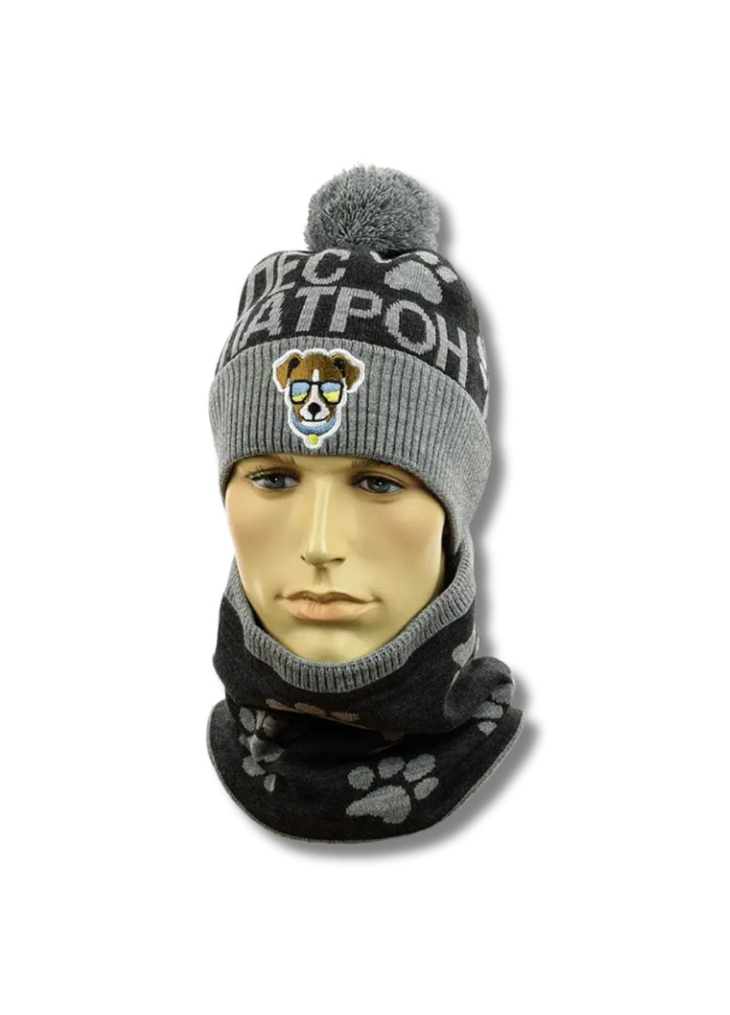 Дитячий зимовий комплект шапка з помпоном + снуд Пес Патрон No Brand Дитячій зимовий комплект (350634145)