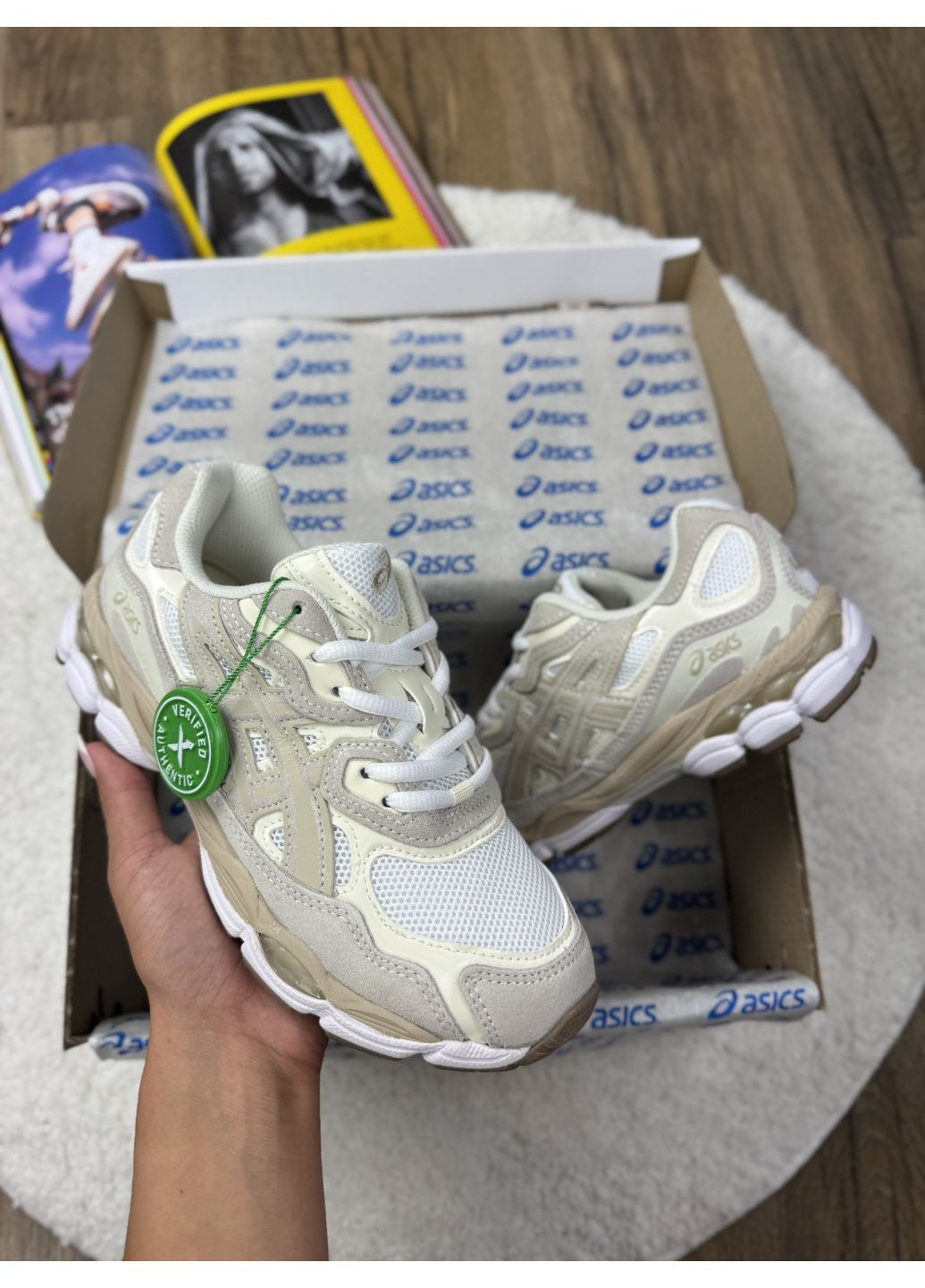 КРОССОВКИ ЖЕНСКИЕ ASICS GEL-NYC BEIGE АСИКС ГЕЛЬ НЮК No Brand бежевые демисезоны (367175022)