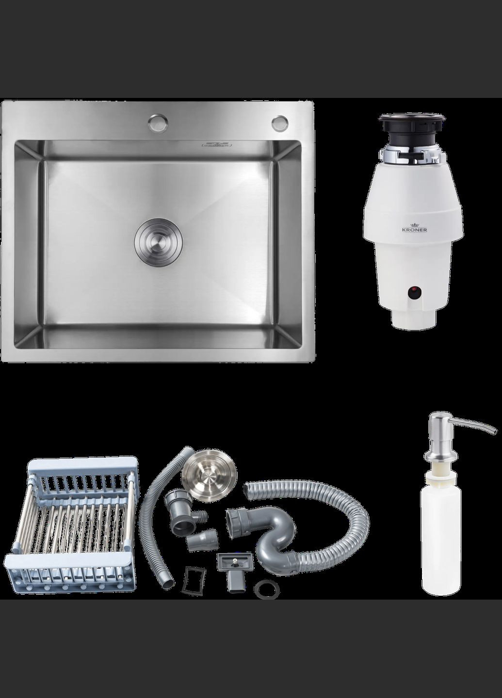 Комплект Подрібнювач та кухонна мийка KRP Gebürstet - 6050HM Kroner (336939153)