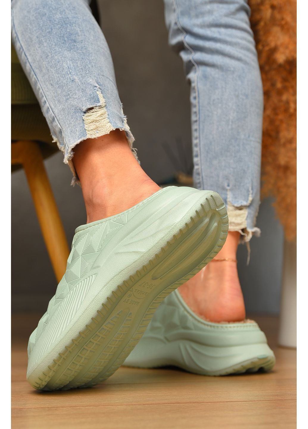 Галоши без задника утепленные мятного цвета Let's Shop (364846401)