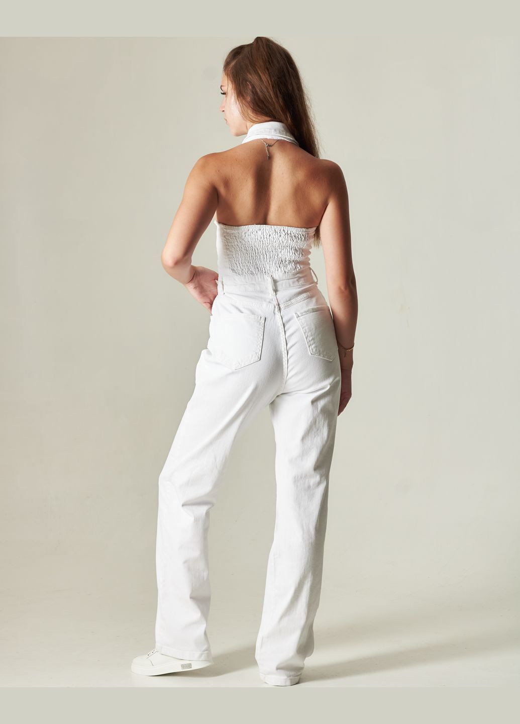 Комбінезон на блискавці білий Dilvin білий кежуал бавовна