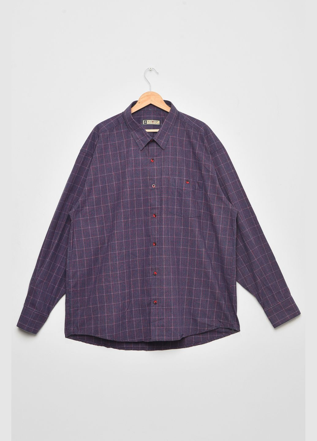 Сорочка чоловіча батальна фиолетового кольору в клітинку Let's Shop (292630473)