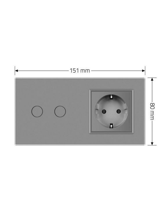 Умный сенсорный EC выключатель 2 сенсора 1 розетка стекло (VL-M7FC2Z2/FCTC16A-2IP) Livolo (371777031)