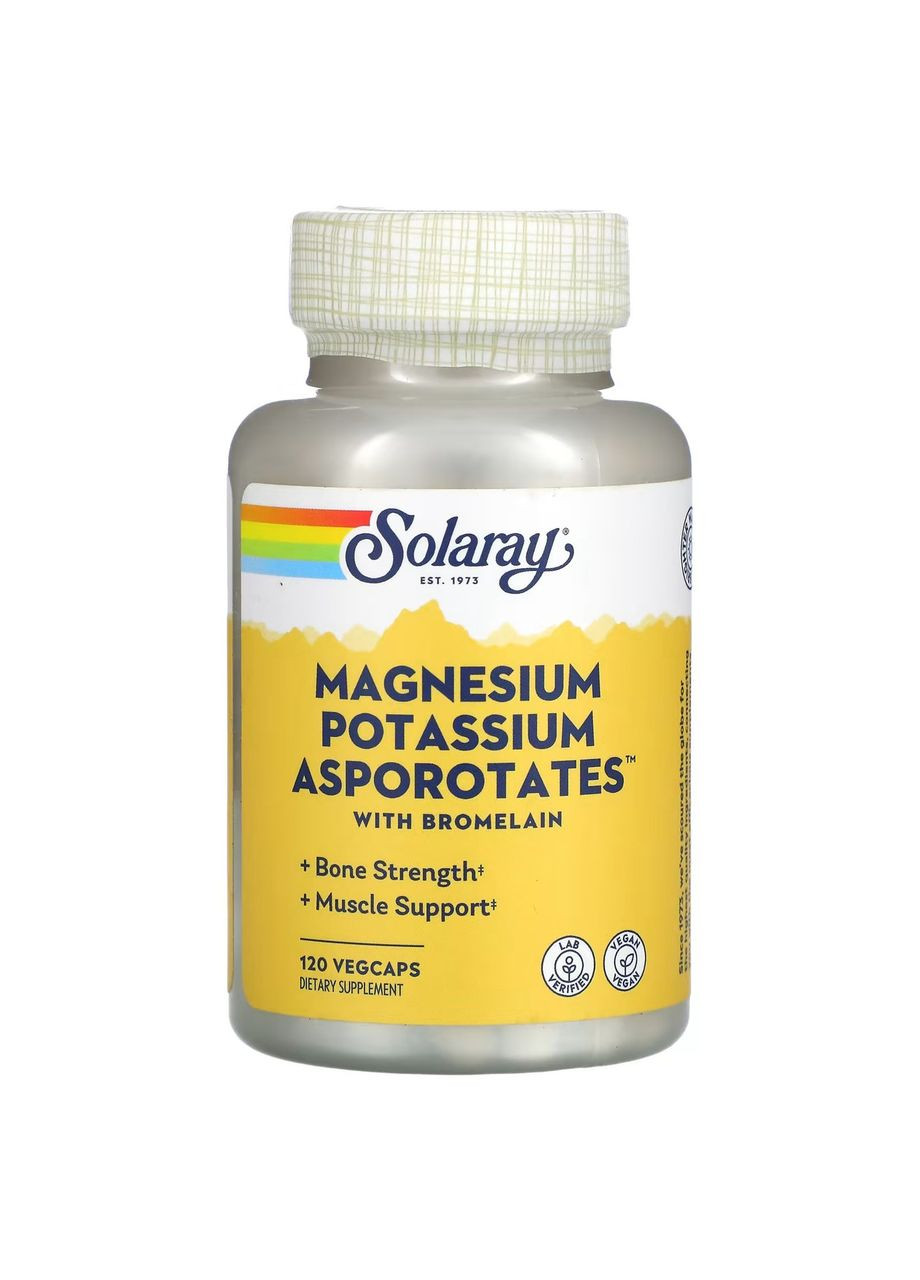 Аспартат Магния и Калия Magnesium Potassium Asporotates 120 растительных капсул Solaray (264648159)