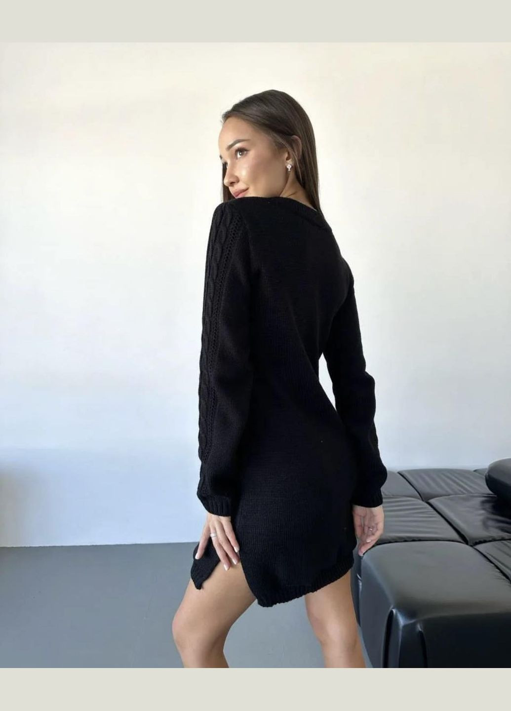 Черное повседневный, джинсовое платье базовое Karol