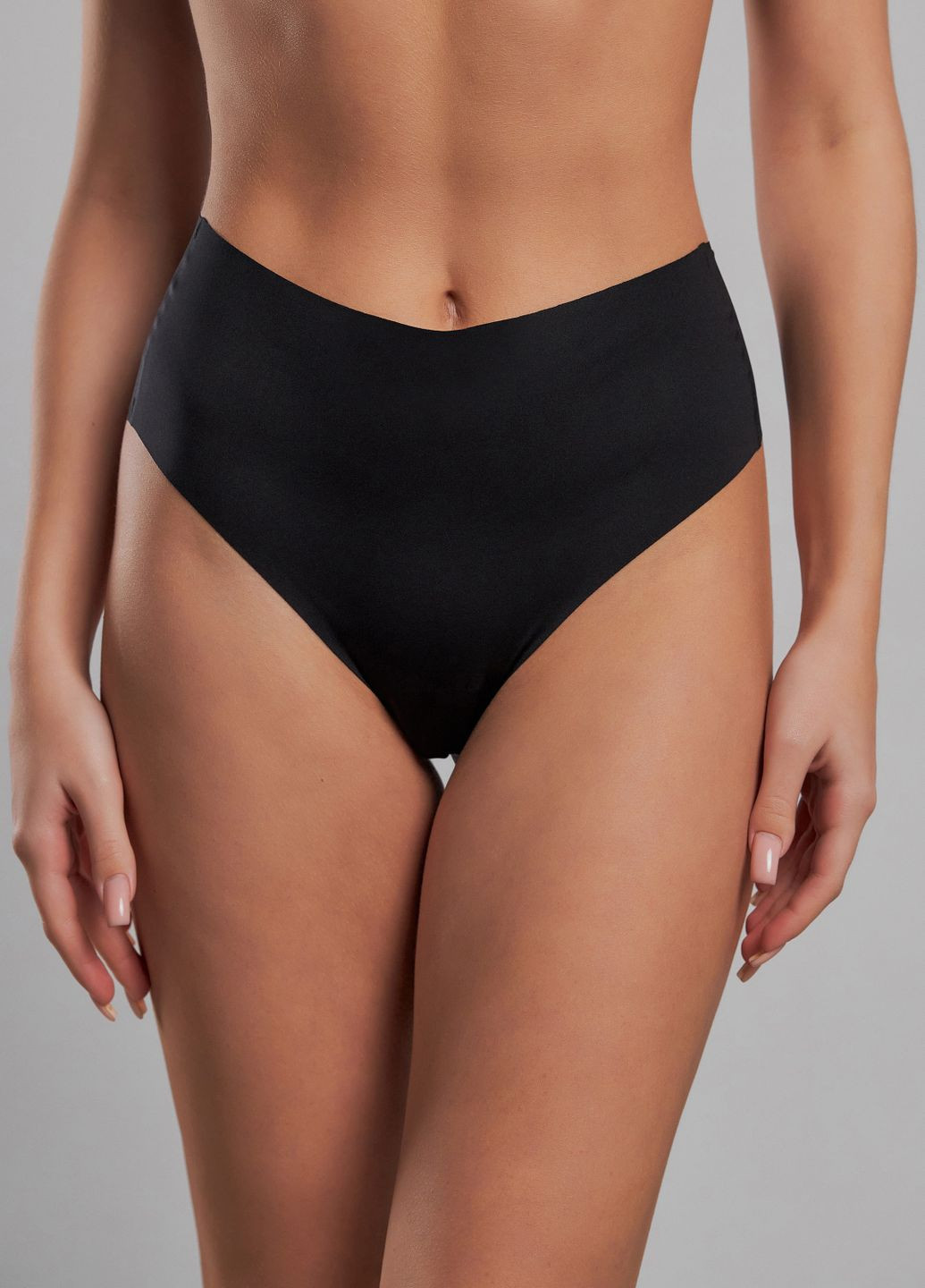 Бесшовные трусики стринги черного цвета с высокой посадкой Nud (316330395)