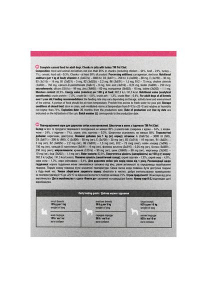 Корм влажный для взрослых собак, кусочки в желе с индейкой 415 г Pet Chef (322874961)