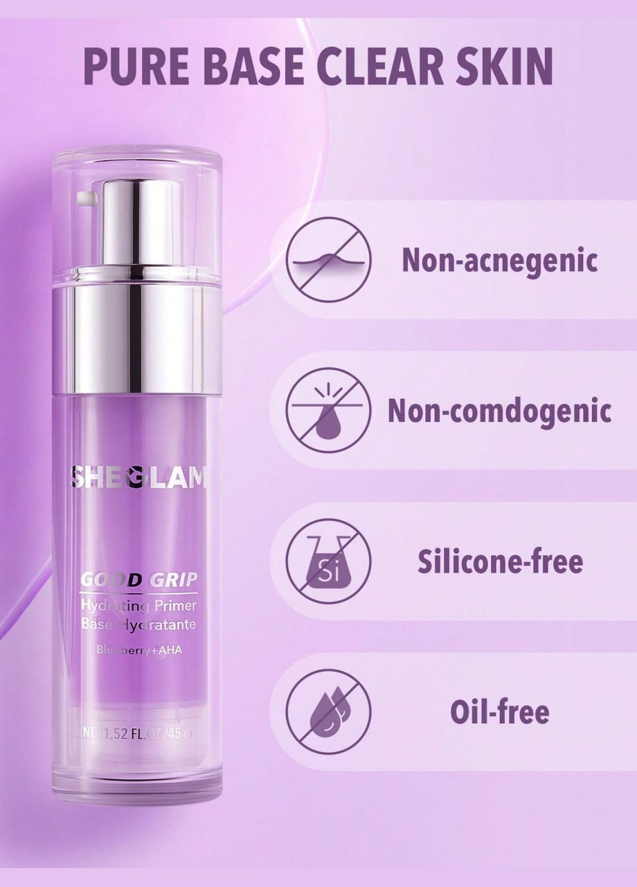 Праймер для лица Good Grip Hydrating Primer - Blueberry + AHA, 45 мл Sheglam (313102052)