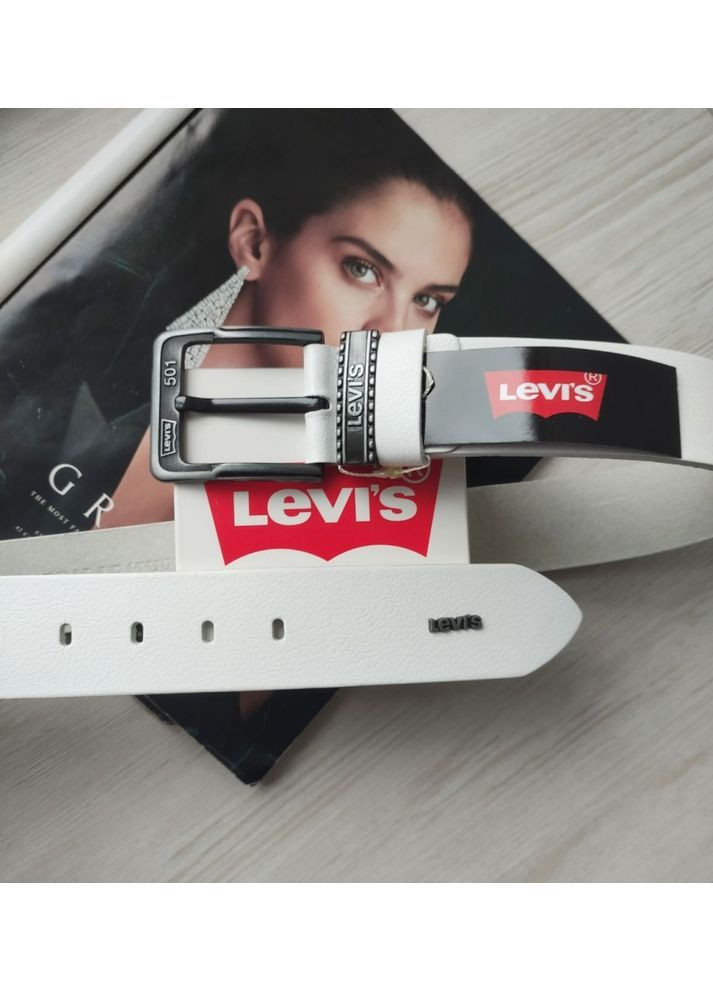 Чоловічий шкіряний ремінь для джинсів білий No Brand (369132346)