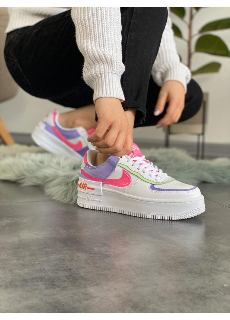КРОСІВКИ ЖІНОЧІ NIKE AIR FORCE 1 SHADOW DOUBLE SWOOSH НАЙК АІР ФОРС 1 ПРЕМІУМ No Brand білі демісезони (367168281)