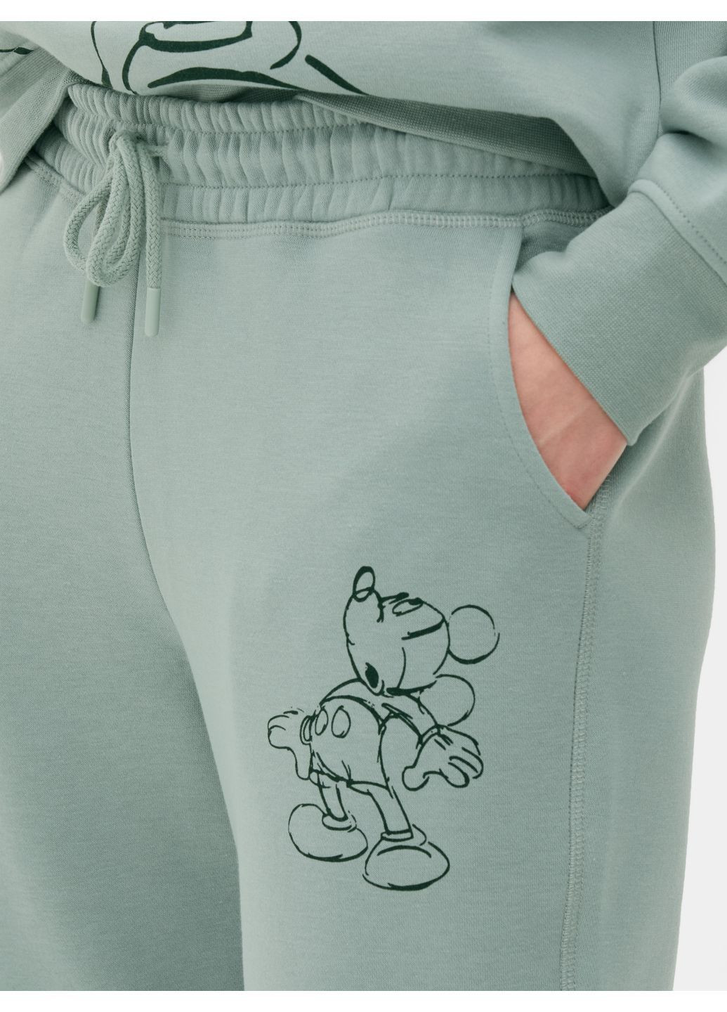 Штаны флис,серый-зеленый с принтом, Primark (369625836)