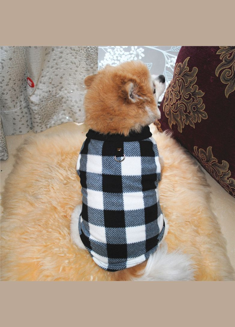 Жилетка для котів з кільцем Pet Style "Клітинка" Чорнобіла M No Brand - (323235711)