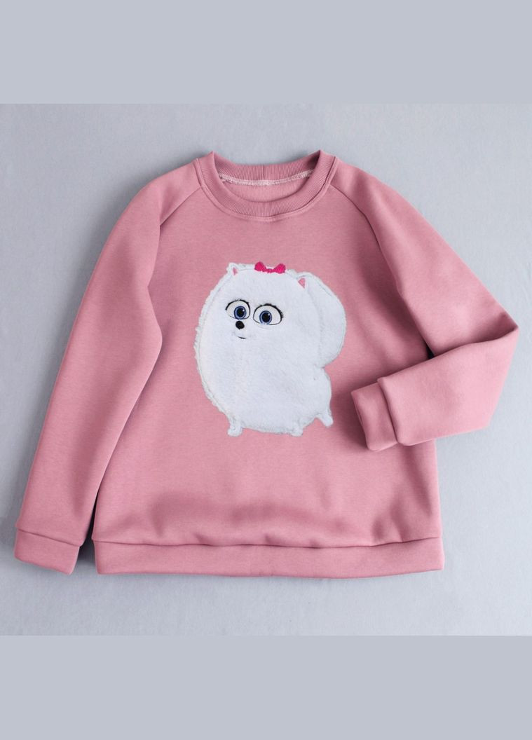 Детский свитшот с пушистой аппликацией щенка шпица девочке Ladan (301026371)