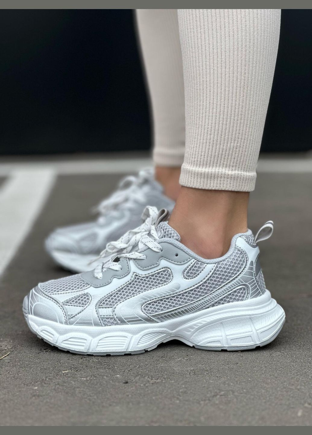 Серые женские кроссовки текстиль серые спортивная обувь легкие и удобные для бега No Brand