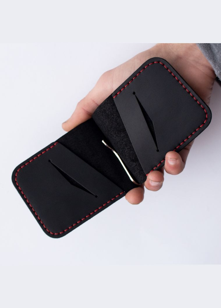 Кожаный зажим для купюр Prime цвет черный с красной нитью SD Leather (267230676)