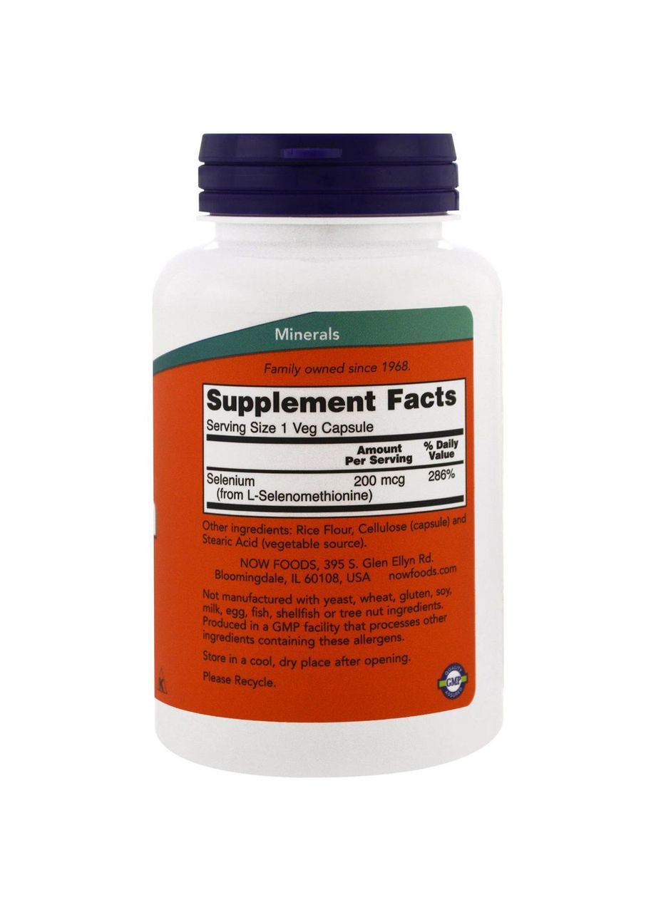 Селен, незаменимый минерал, Selenium, 200 мкг, 180 капсул Now Foods (364312003)