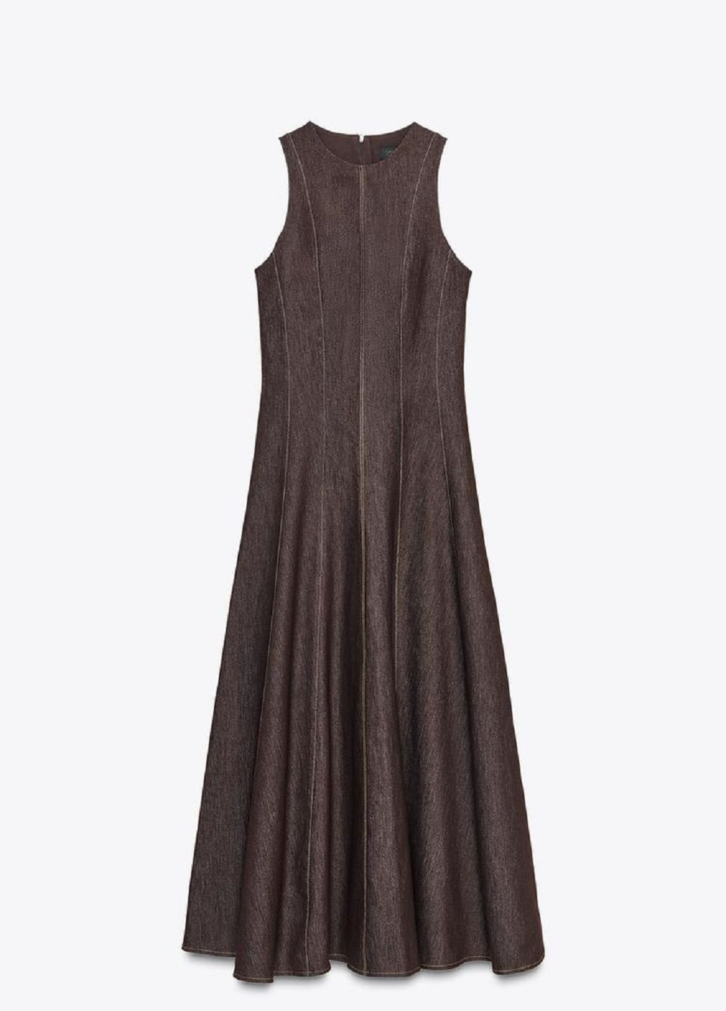 Коричневое платье Zara однотонное