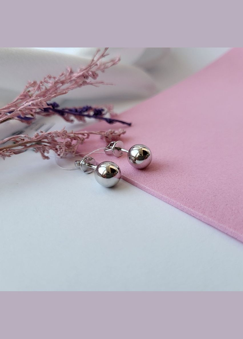 Срібні сережки гвоздики на закрутках без каменів Кульки 8 мм срібло 925 проби Родоване 500084р 2.90г No Brand (306743463)