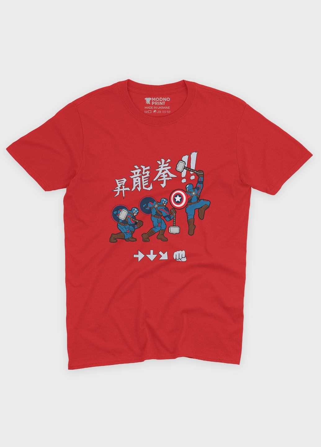 Красная демисезонная футболка для мальчика с принтом супергероя - капитан америка (ts001-1-sre-006-022-009-b) Modno
