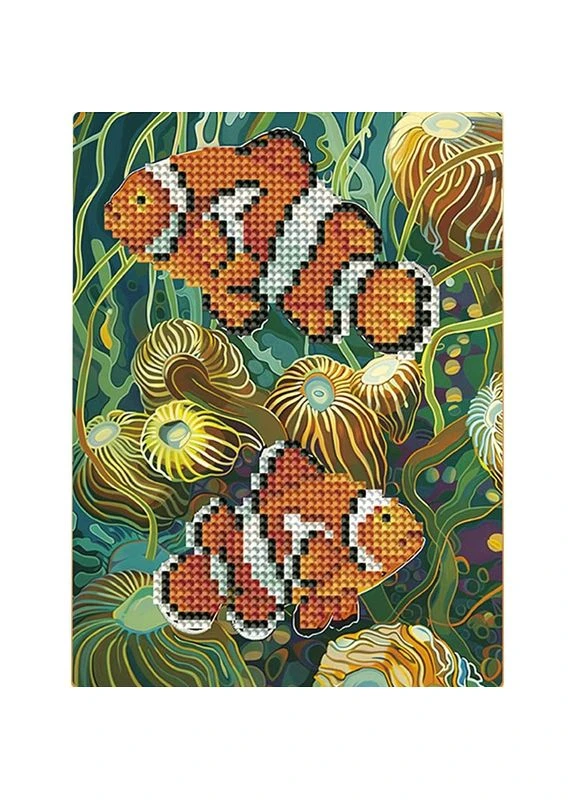 Алмазна мозаїка "Рибки" DM3007 з мольбертом 17x22.5 см Brushme (381774592)