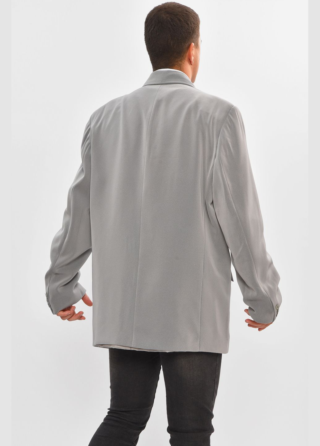 Пиджак мужской однотонный тёмно-серого цвета Let's Shop (345569374)