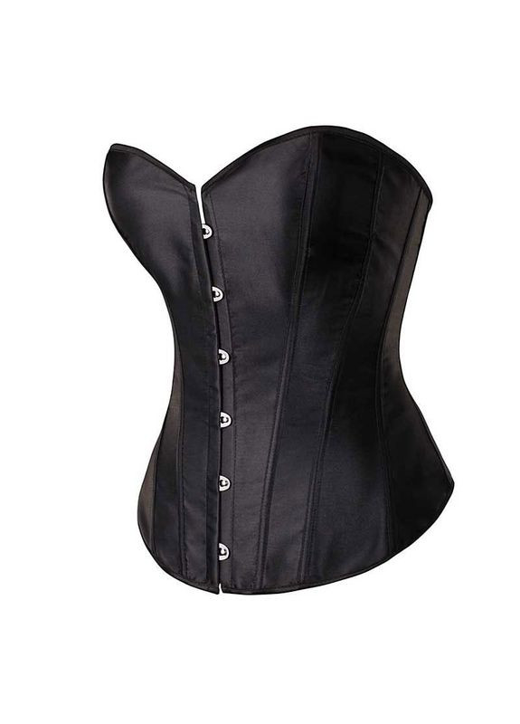 Корсет атласний чорний на шнурівці, жіночий No Brand (360897603)