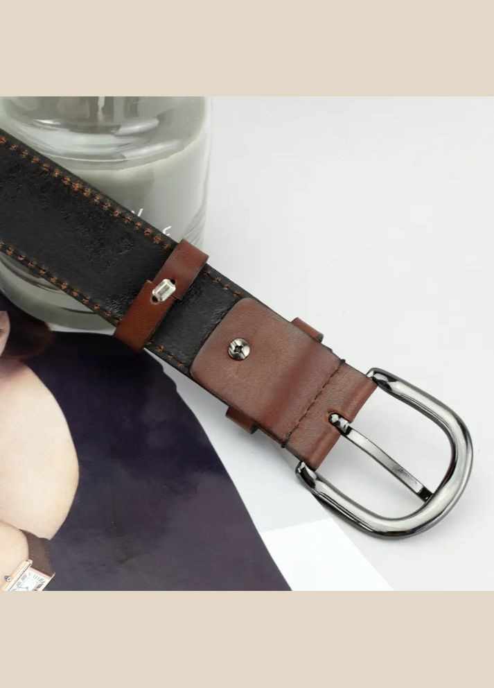 Ремень кожаный женский с цветами коричневый батал SF-3531 (145 см) SFIP (330224875)