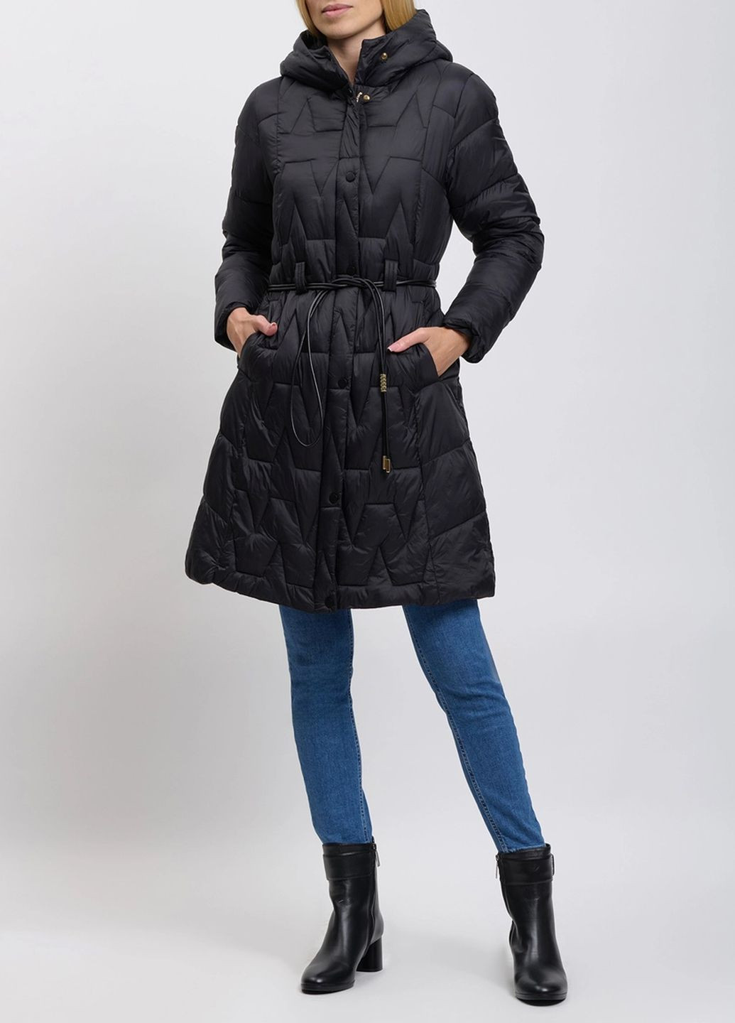 Черная демисезонная куртка-пальто Kocca