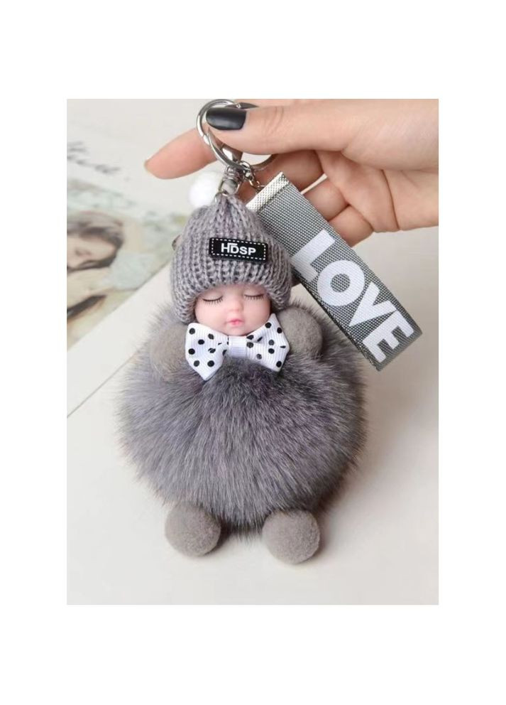 Брелок на сумку, ключи "Спящая кукла" Серый UKC (368565170)