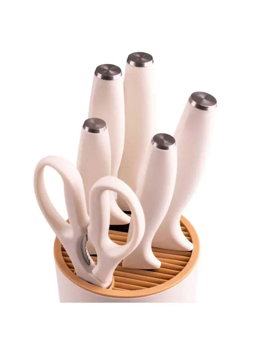 Набір кухонних ножів з підставкою 6 предметів білий HP1851057 Jooki (358706616)