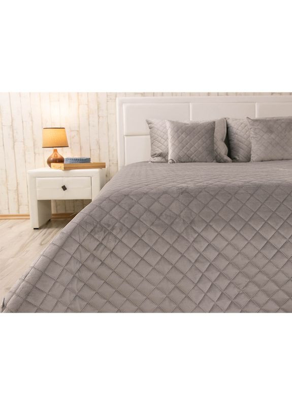 Покрывало двусторонее 150x220 см - Велюр Grey ромб (26074) Руно (344449780)