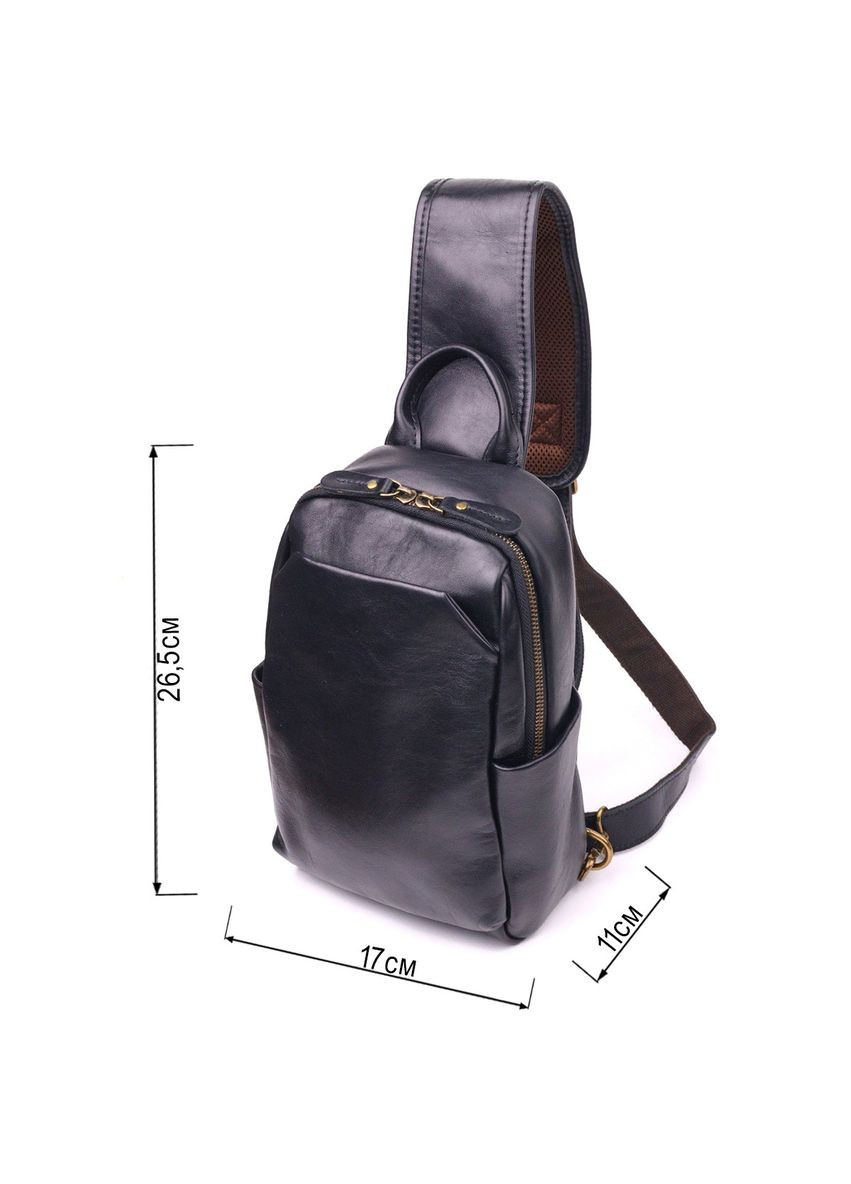 Чрезвычайная мужская сумка через плечо из натуральной гладкой кожи 21286 Черная Vintage (366880757)