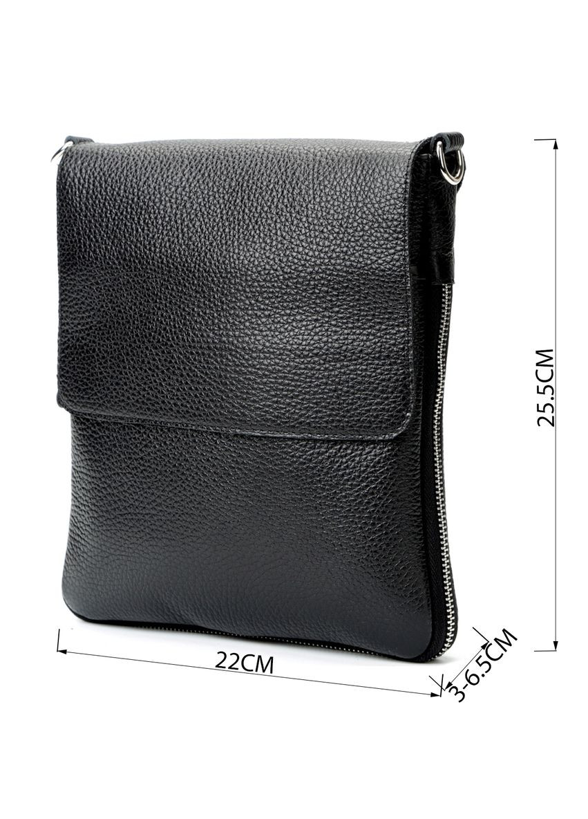 Кожаная сумка кросс боди мужская мессенджер через плечо черная 11016 Shvigel (329195187)