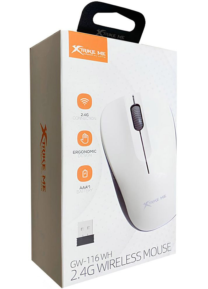 Мишка GW-116, бездротова 2.4G, 1000dpi., 3кн., біла XTRIKE ME (347174164)