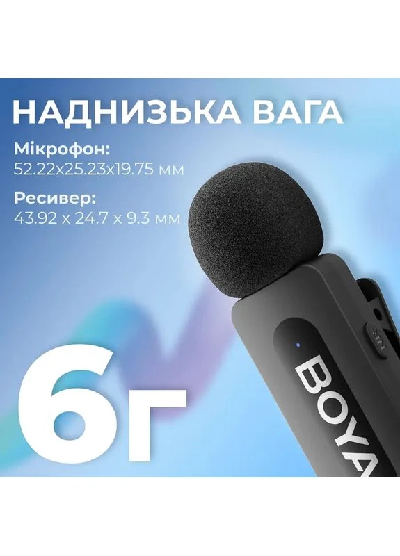 Беспроводной петличный микрофон BY-V20 Type-C Black Boya (395410319)