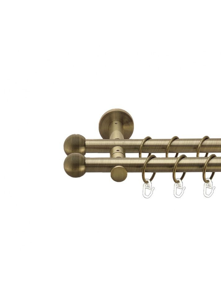 Карниз Куля Болонь металевий дворядний реверсивний гладка труба Антик 19\19 мм 160 см (00-00013364) ORVIT (300285087)