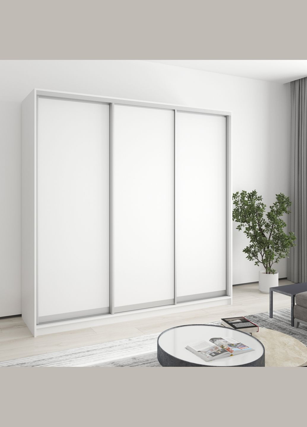 Шафа-купе тридверна Стандарт AL 3ДСП 210x60x210 см Аляска білий (MBS-2827) MebelStar (362373652)