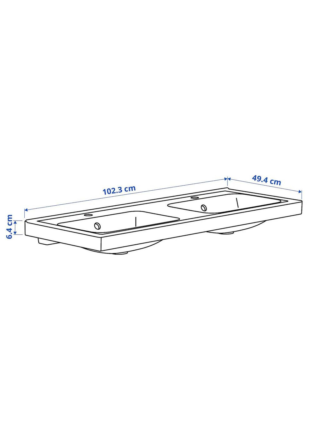 Подвійний умивальник з сифоном ІКЕА ORRSJON 102х49 см (s39516757) IKEA (278405674)