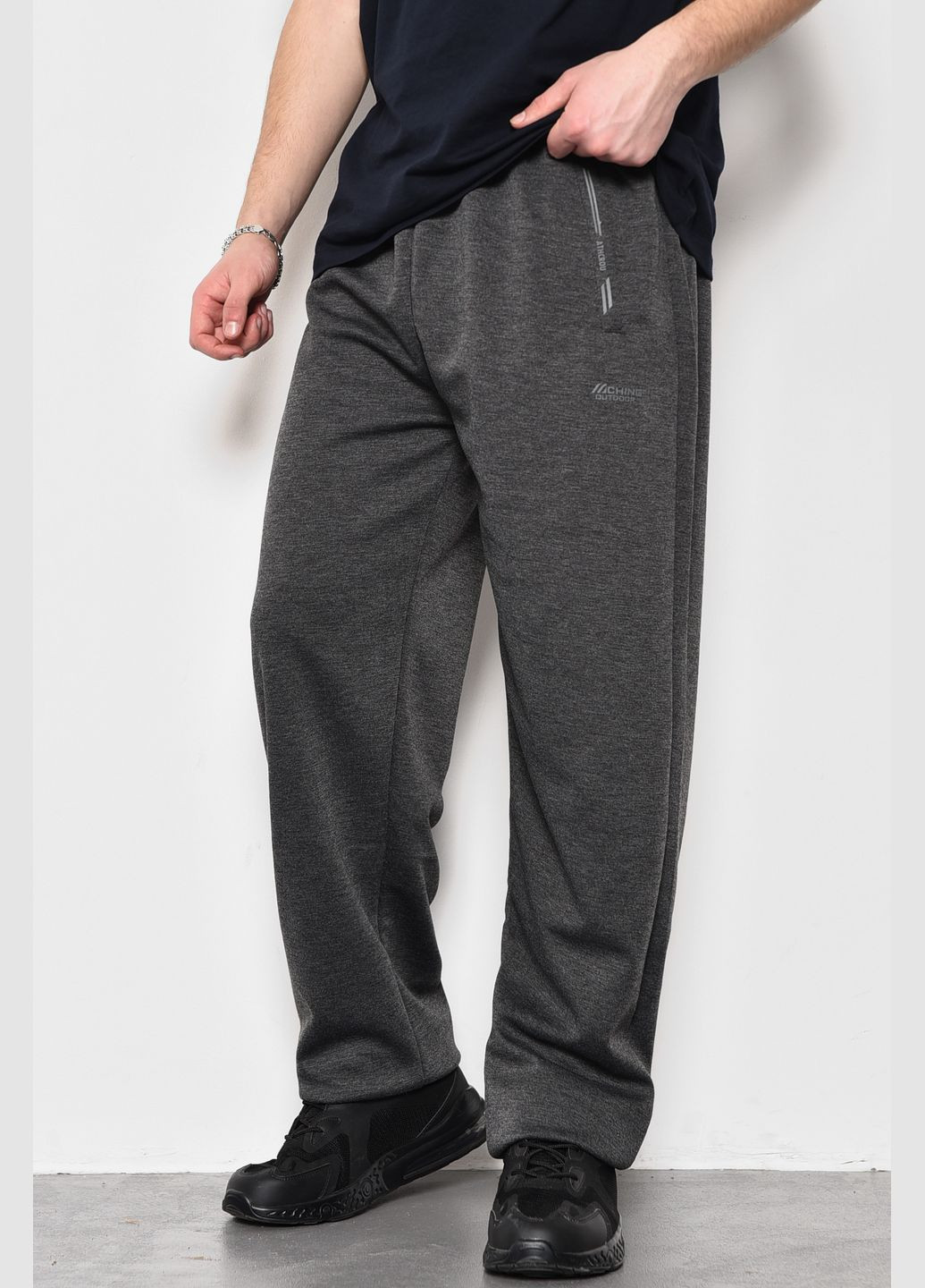 Спортивні штани чоловічі напівбатальні сірого кольору Let's Shop (280198963)