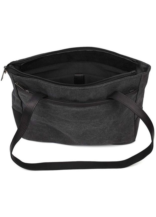 Сумка шоппер жіноча з якісного текстилю та натуральної шкіри на плече велика Чорний 39118 TARWA (353302691)