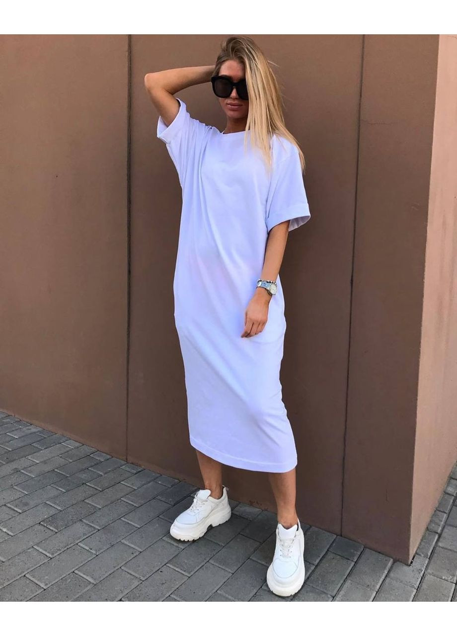 Білий спортивна, повсякденний, вечірня, пляжна, кежуал жіноча сукня-футболка сукня-футболка FINO Mode