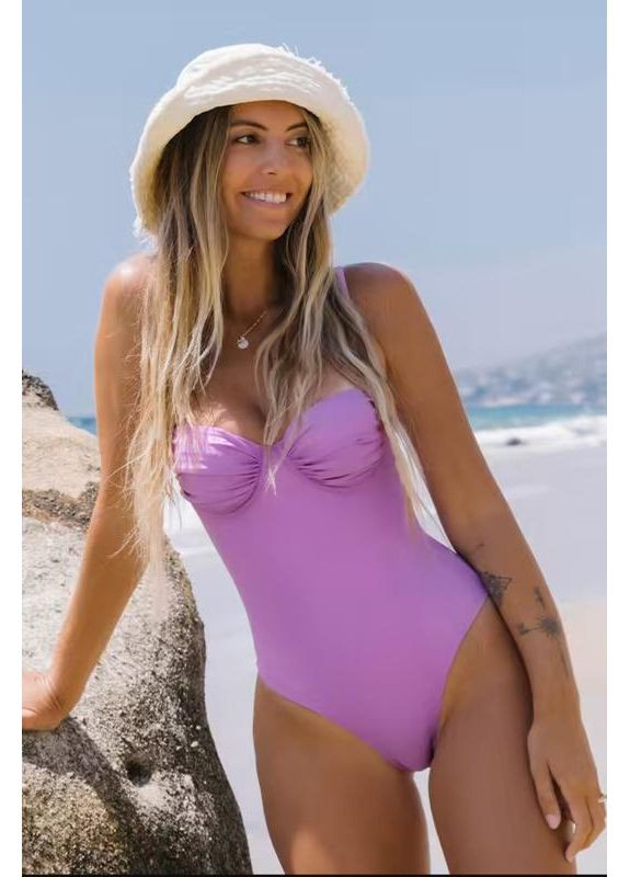Сиреневый стильный сплошной купальник слитный CUPSHE