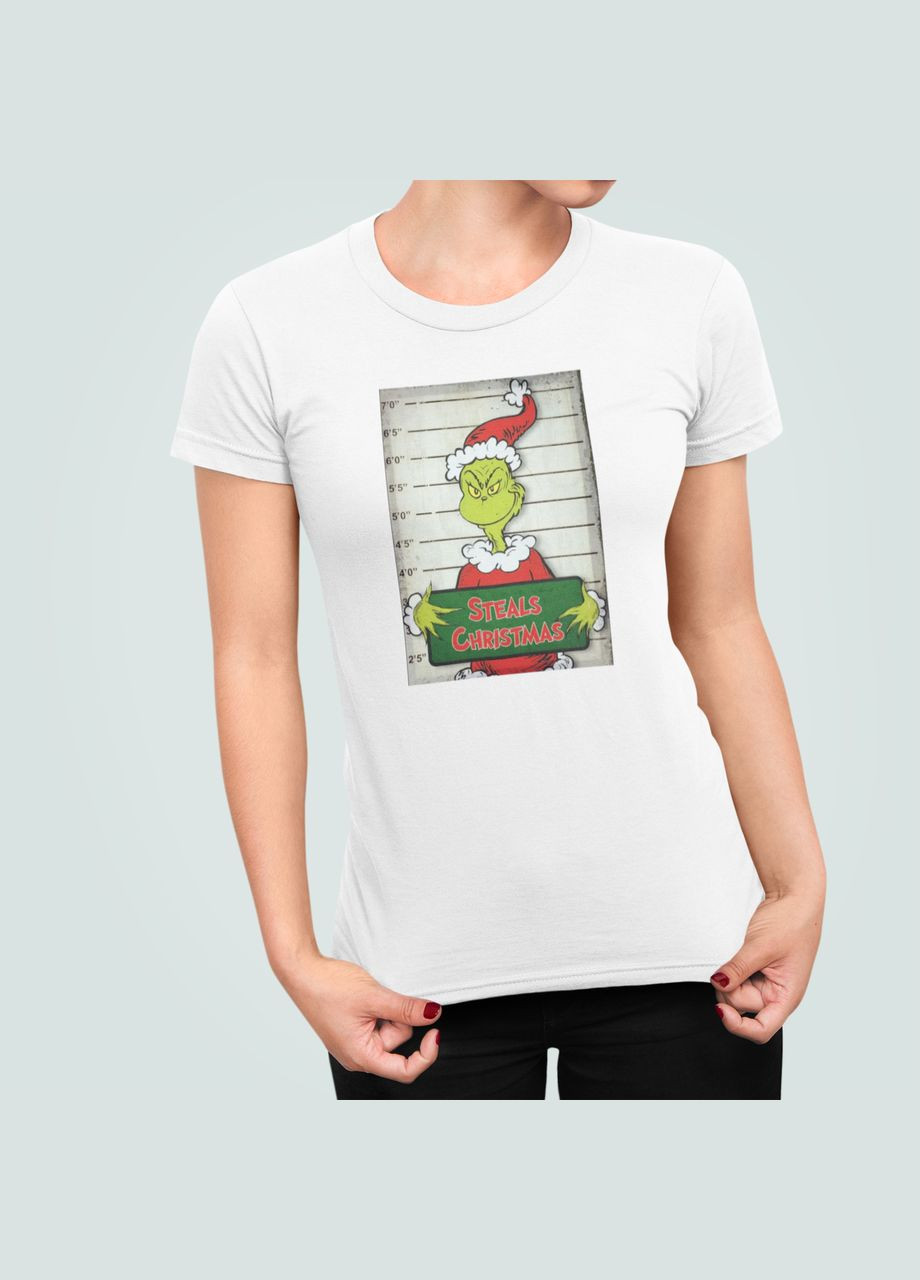 Жіноча Новорічна футболка з принтом Грінч Steals Christmas Stedman - (319689022)