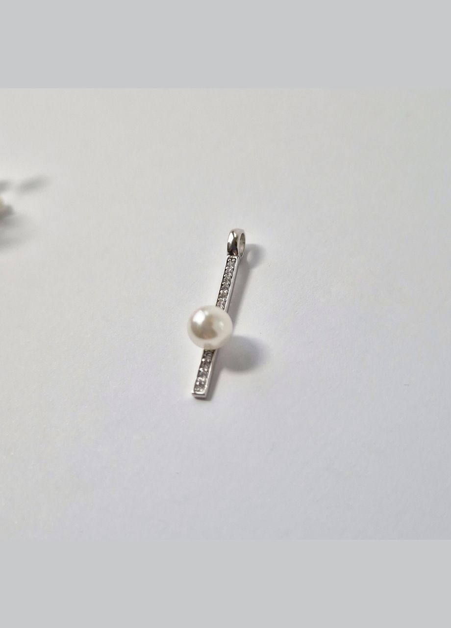 Серебряная подвеска Кулон Палочка с Жемчугом Серебро 925 пробы Родированное 904п 1.13г No Brand (306742124)