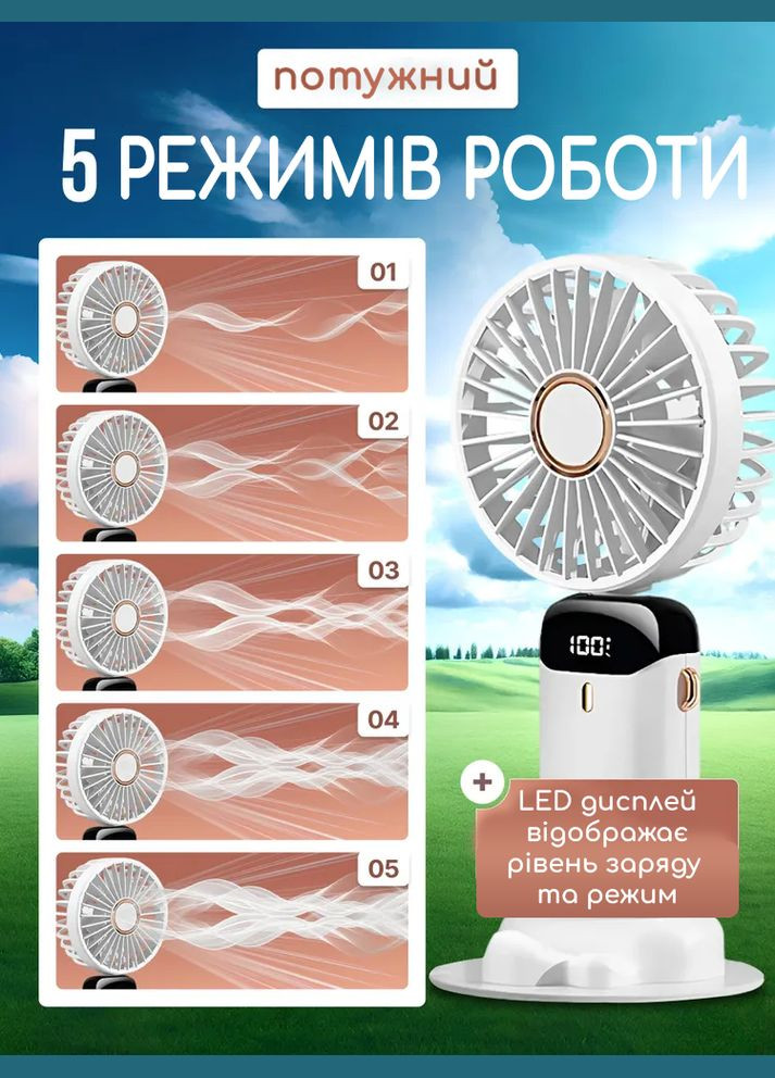 Мини вентилятор на аккумуляторе ручной USB, портативный беспроводной вентилятор UKC 1432-4 (333339214)