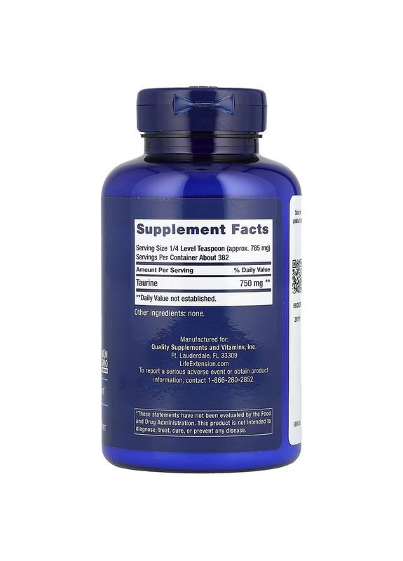 Таурин в порошке, Taurine Powder, 300 гр Life Extension (330626634)