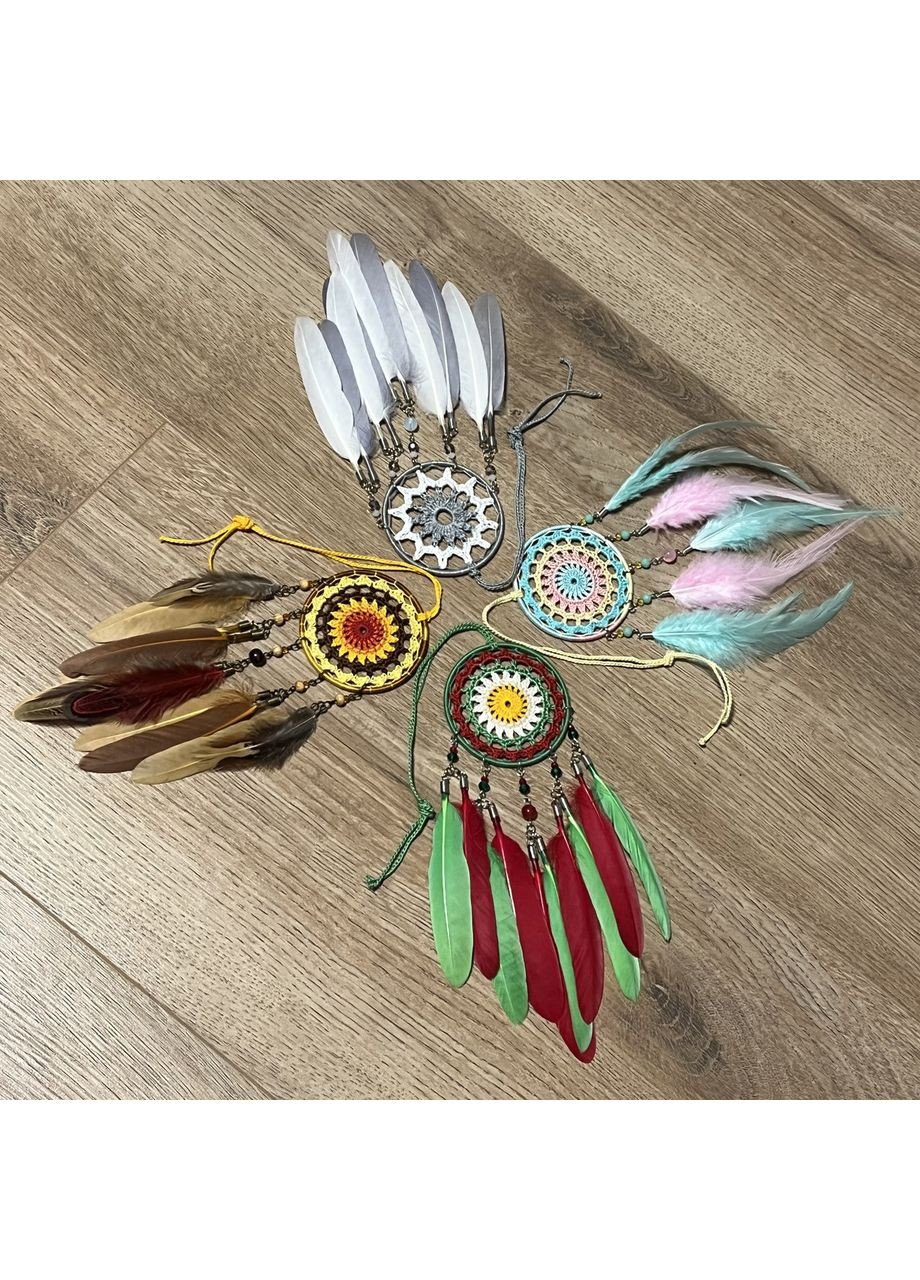 Мини/Авто-ловец снов "Феникс" с перьями утки. Оберег-подвеска в машину. Амулет на зеркало заднего вида Dream Studio (363057479)