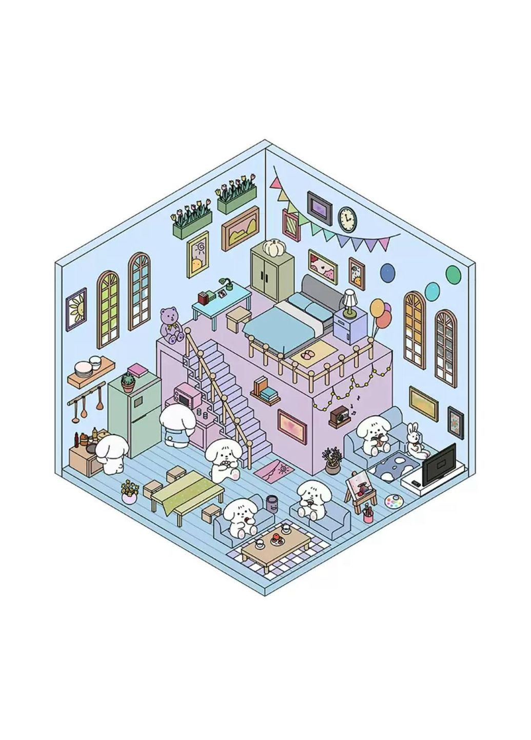 Набор наклеек DIY Румбокс 3D "Создай свою комнату" Дом песиков No Brand (346122929)