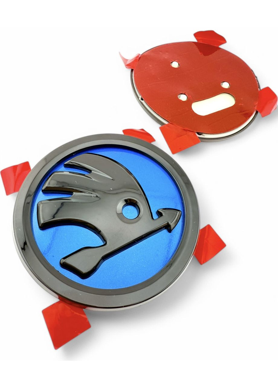 Емблема значок логотип на капот, багажник Шкода 90мм Синя Skoda (354698394)