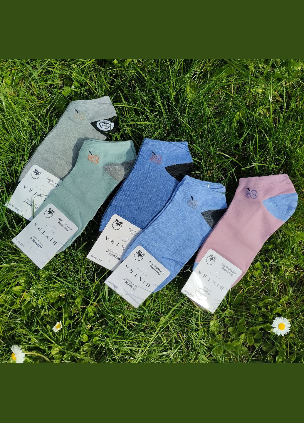 Голубые 5 пар носков Bixtra цветочные (327367452)